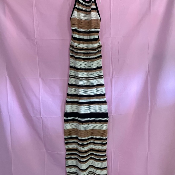 Striped Halter Maxi Dress - Picture 1 of 4